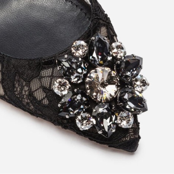 Worn - Dolce & Gabbana Black Lace Bellucci Crystal Embellished Pumps Size 41 - Picture 6 of 6